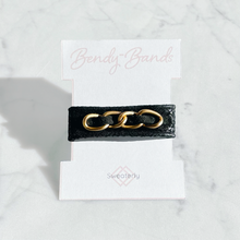 Load image into Gallery viewer, Bendy-Band: Pebbled Faux Suede & Gold Chain