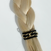 Load image into Gallery viewer, Bendy-Band: Pebbled Faux Suede &amp; Gold Chain
