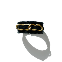 Load image into Gallery viewer, Bendy-Band: Pebbled Faux Suede &amp; Gold Chain
