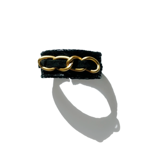 Bendy-Band: Pebbled Faux Suede & Gold Chain