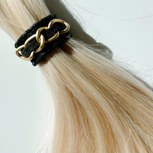 Load image into Gallery viewer, Bendy-Band: Pebbled Faux Suede &amp; Gold Chain
